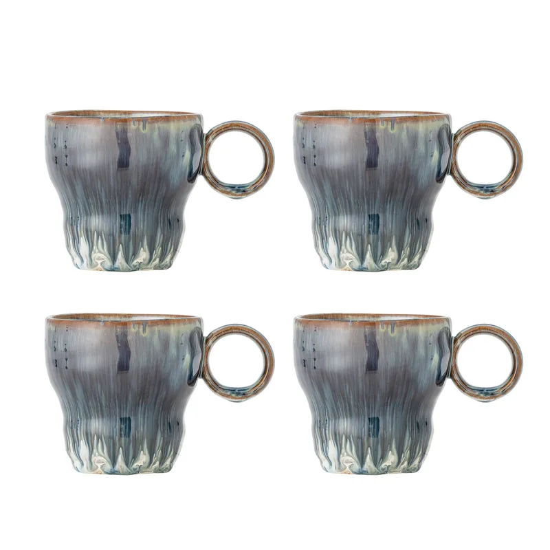Nigel Tasse, Blau, Steingut, 4er-Set, T9xH9 cm, Home Decor fra Bloomingville – produktbillede