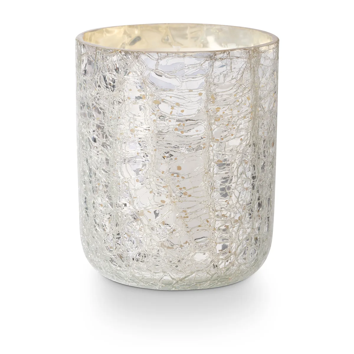 North Sky Crackle Glas Duftlys, Sølv,, 235 G. - 40 Hours - D7,5xH9 cm från Bloomingville – produktbild