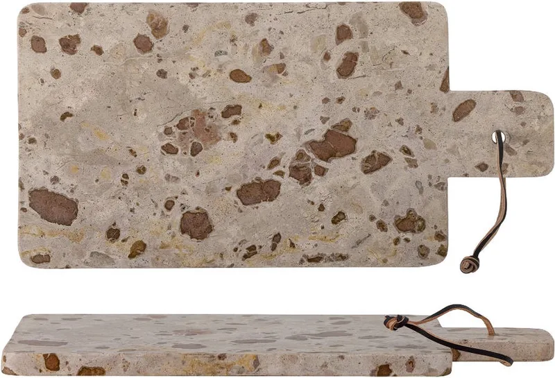 Nukaka marmeren snijplank - 40 x 20 x 1.5 cm - lederen bandje von Bloomingville in Bruin – Produktfoto