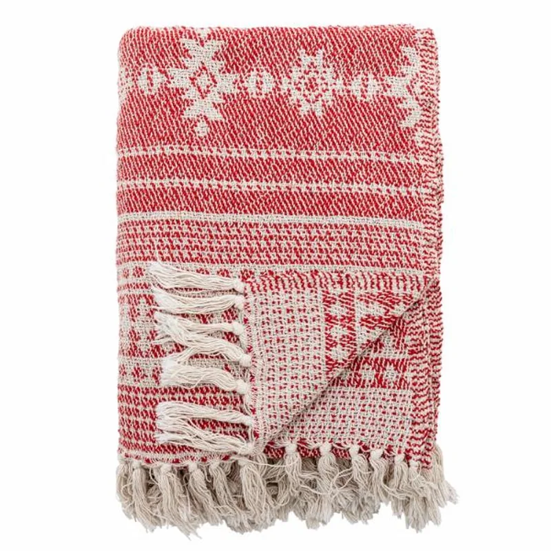 Oia Plaid - Rood/Beige - 160x130cm van Bloomingville in Rood – productfoto