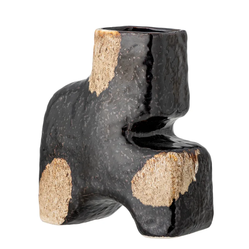 Ollia Vase - schwarzes Steinzeug (H:20) für Wohnzimmer by Bloomingville – product photo