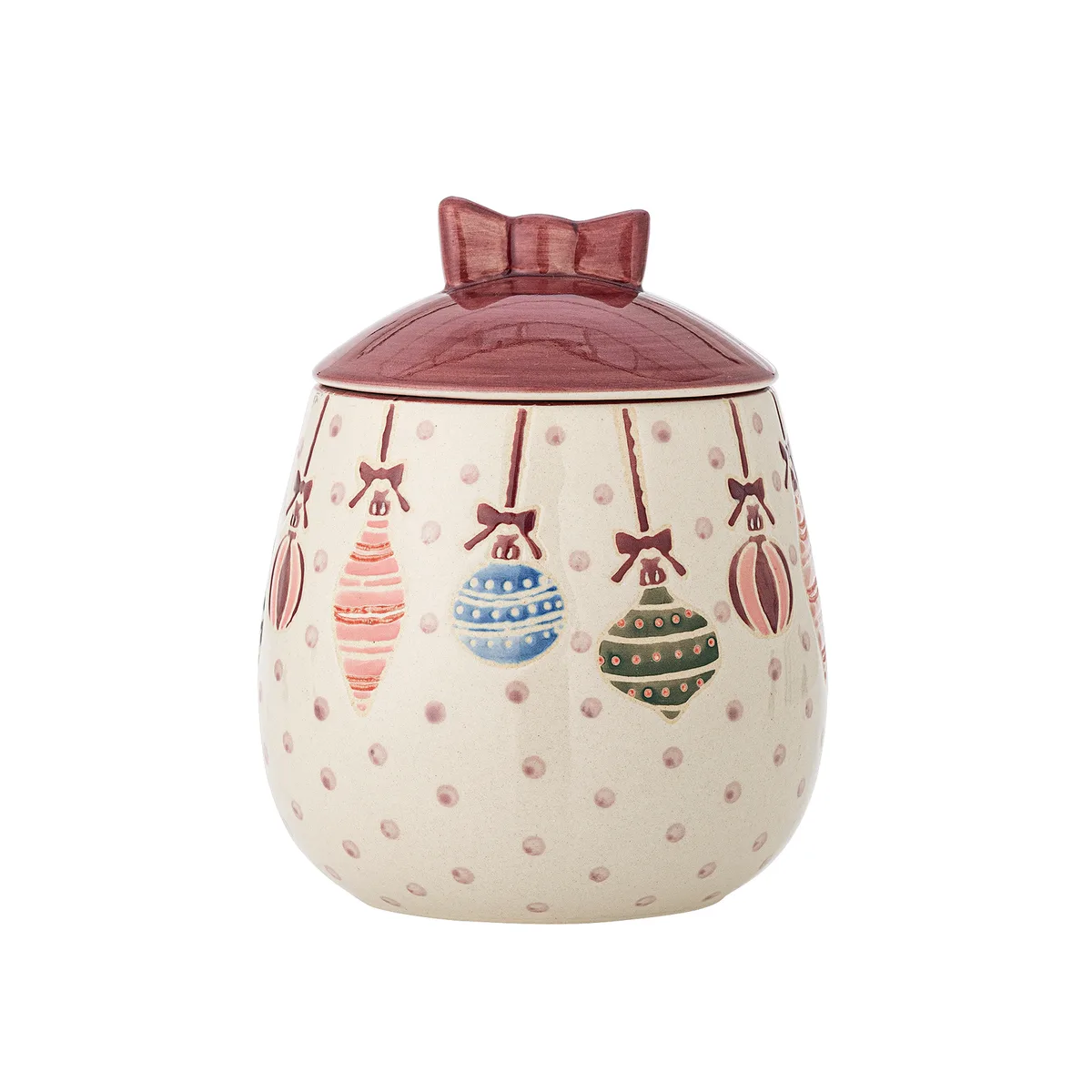 Ornamentia Krukke m/låg, Rød, Stentøj, D13xH15 cm von Bloomingville – Produktfoto