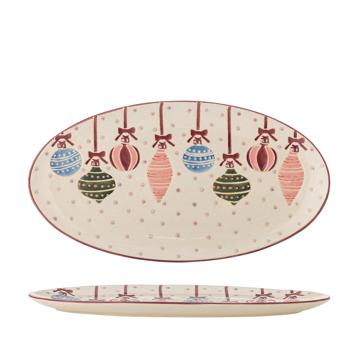 Ornamentia Serveringsfad, Rød, Stentøj, L32xH2xW19 cm von Bloomingville – Produktfoto