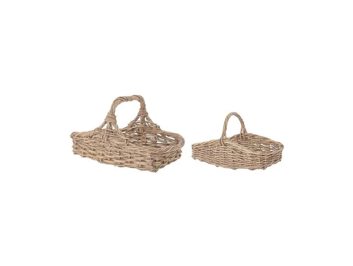 Paniers en rotin beige, rectangulaires, lot de 2, avec anse, côté de Bloomingville – photo du produit