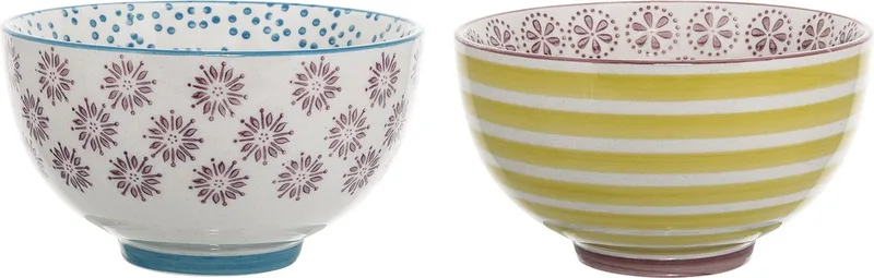 Patrizia - Kom - Stoneware - Paars/Petrol Blauw/Citroen Geel - 2 Assortie by Bloomingville in Paars – product photo