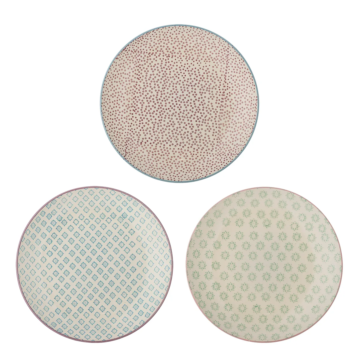 Patrizia Tallerken, Multifarvet, Stentøj, D25xH2,5 cm, Set of 3 van Bloomingville – productfoto
