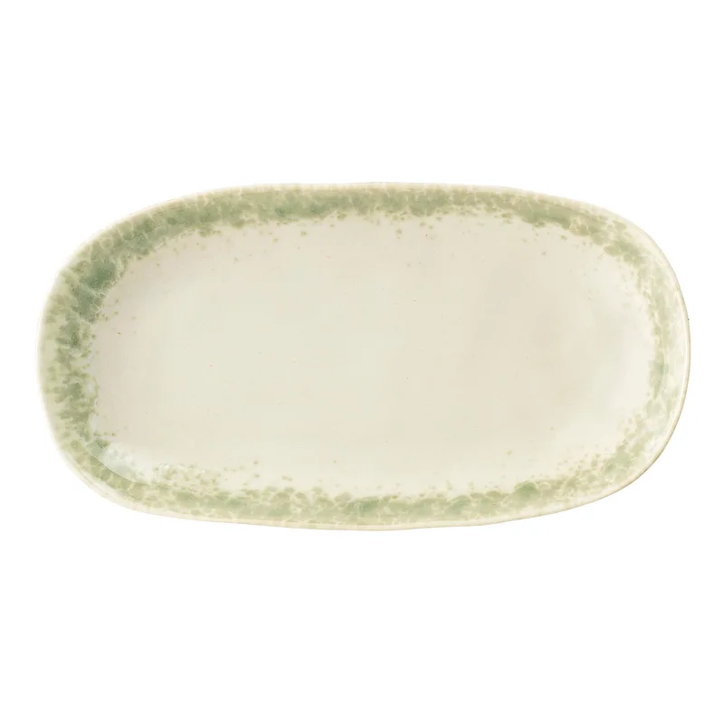 Paula Teller, Grün, Steingut, B: 13 cm, L: 24 cm, Wohnzimmer Dekoration by Bloomingville – product photo