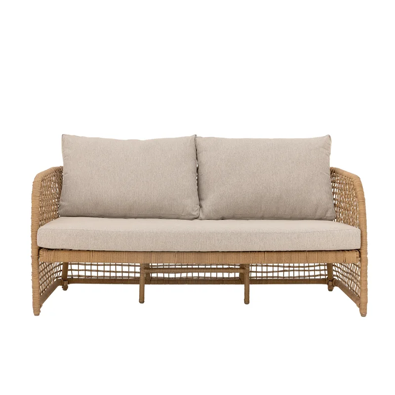 Penzano Outdoor-Sofa mit Armlehnen und Kissen - natürliches Polyrattan für Outdoor by Bloomingville – product photo