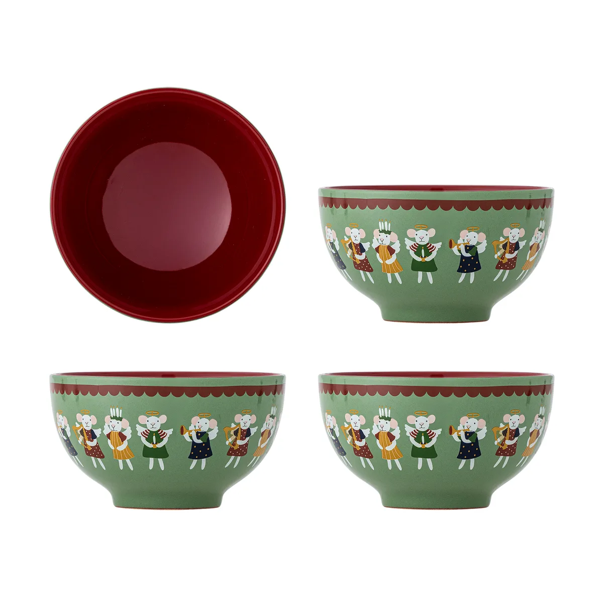 Peo Skål, Grøn, Stentøj, D13xH7,5 cm, Set of 4 de Bloomingville – photo du produit