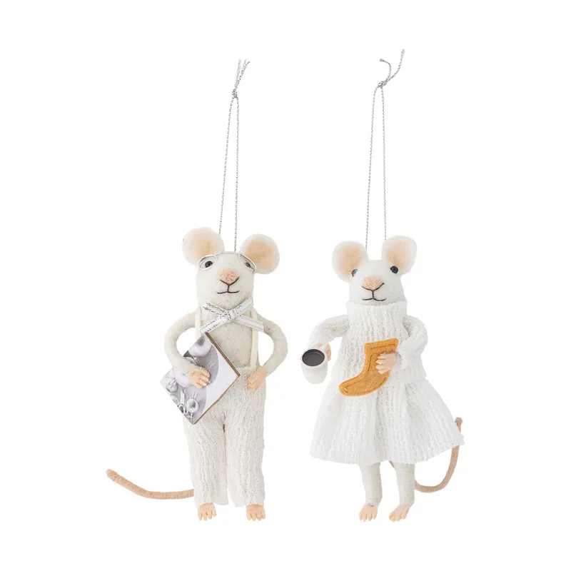 Peo Weihnachtsanhänger Maus 2 Teile Weiß von Bloomingville – Produktfoto