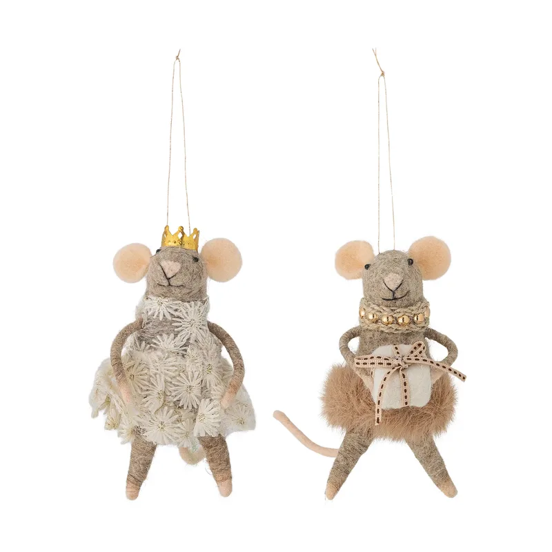 Peo Weihnachtsbaumanhänger Wolle 2 Teile Braun by Bloomingville – product photo