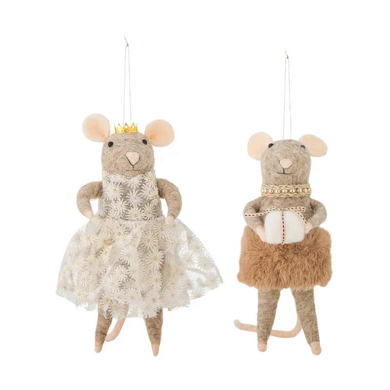 Peo Weihnachtsbaumanhänger Wolle 2 Teile Braun, hoch van Bloomingville – productfoto