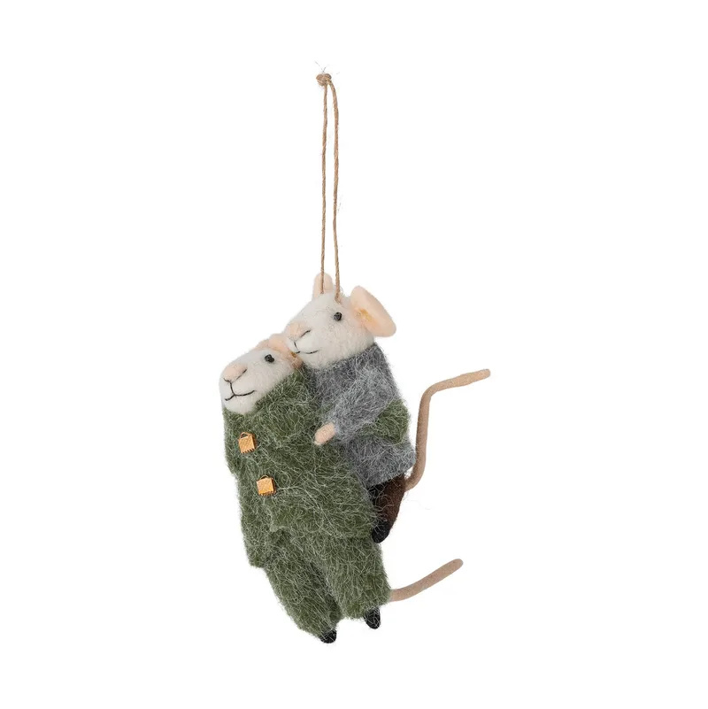Peo Weihnachtsbaumanhänger Wolle 2 Teile Grün-Grau, 11 cm från Bloomingville – produktbild