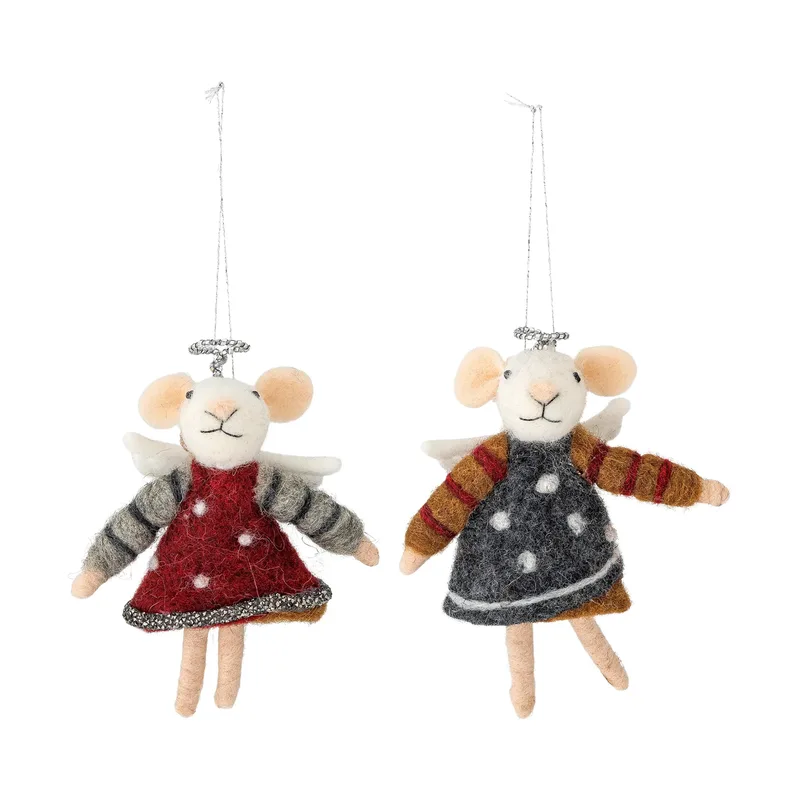 Peo Weihnachtsbaumanhänger Wolle 2 Teile Rot de Bloomingville – photo du produit