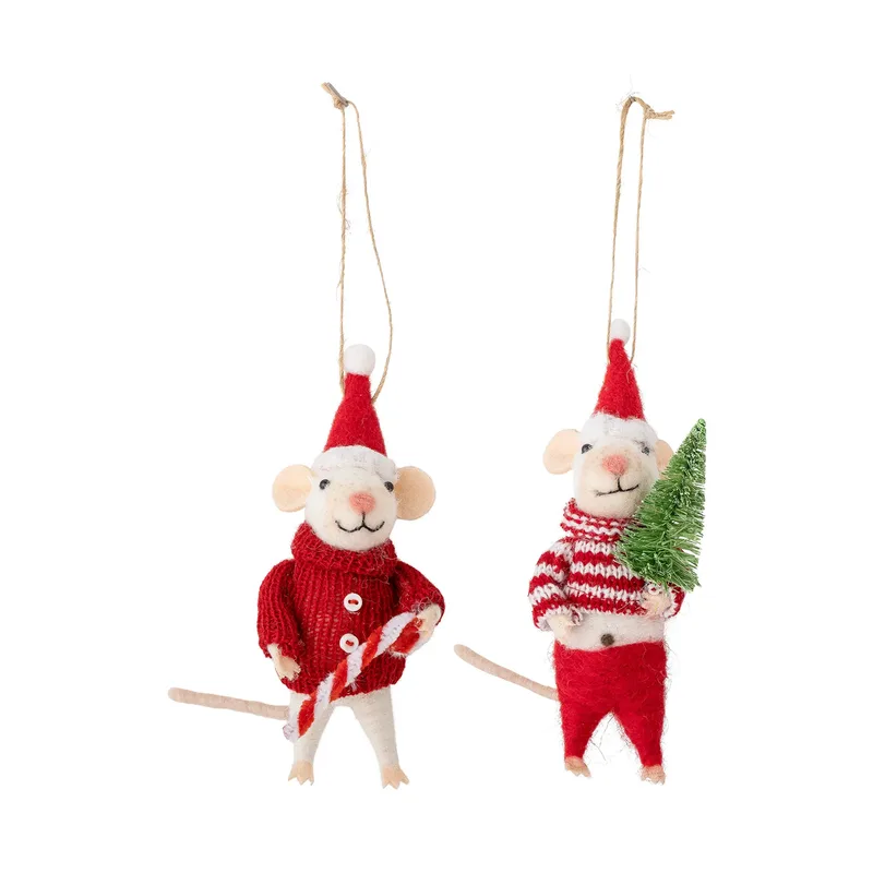 Peo Weihnachtsbaumanhänger Wolle 2 Teile Weihnachtsmäuse de Bloomingville – photo du produit