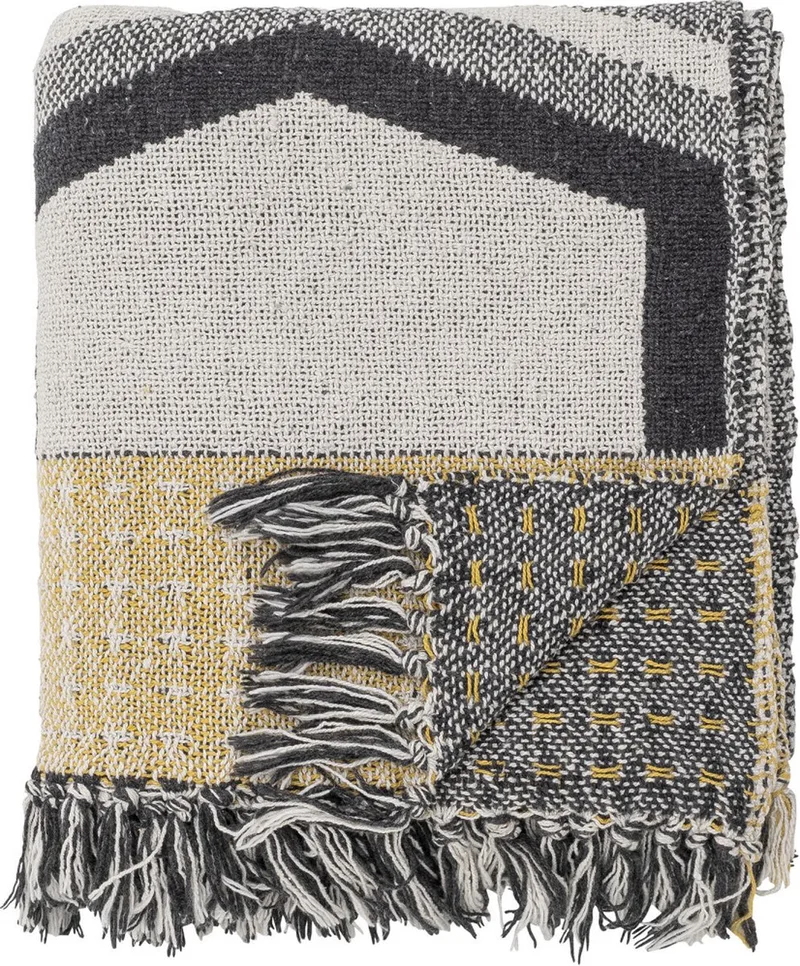 Plaid Annli grijs 160x130cm van Bloomingville in [gid://shopify/Metaobject/301319979343] – productfoto