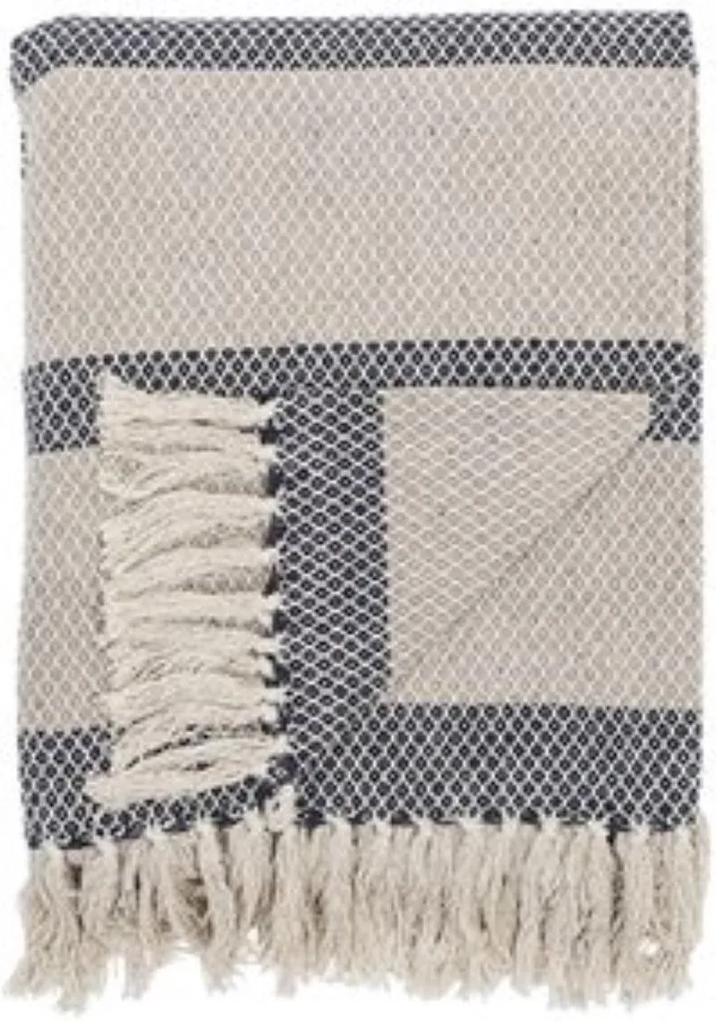 Plaid Blauw streep by Bloomingville in Blauw/creme – product photo