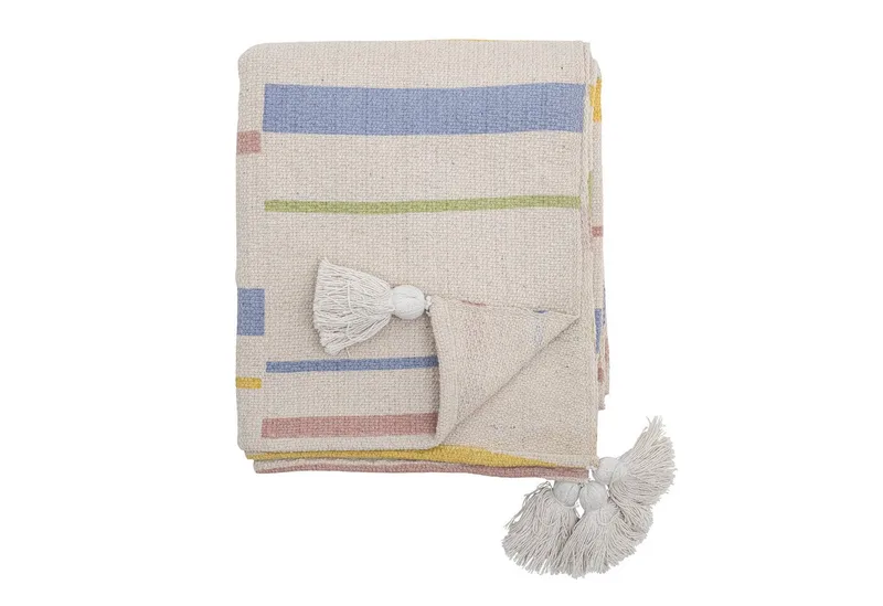 Plaid Bloomingville Decke Pontino 160x130cm natur recycelte Baumwolle, Bloomingville by Bloomingville in Beige – product photo