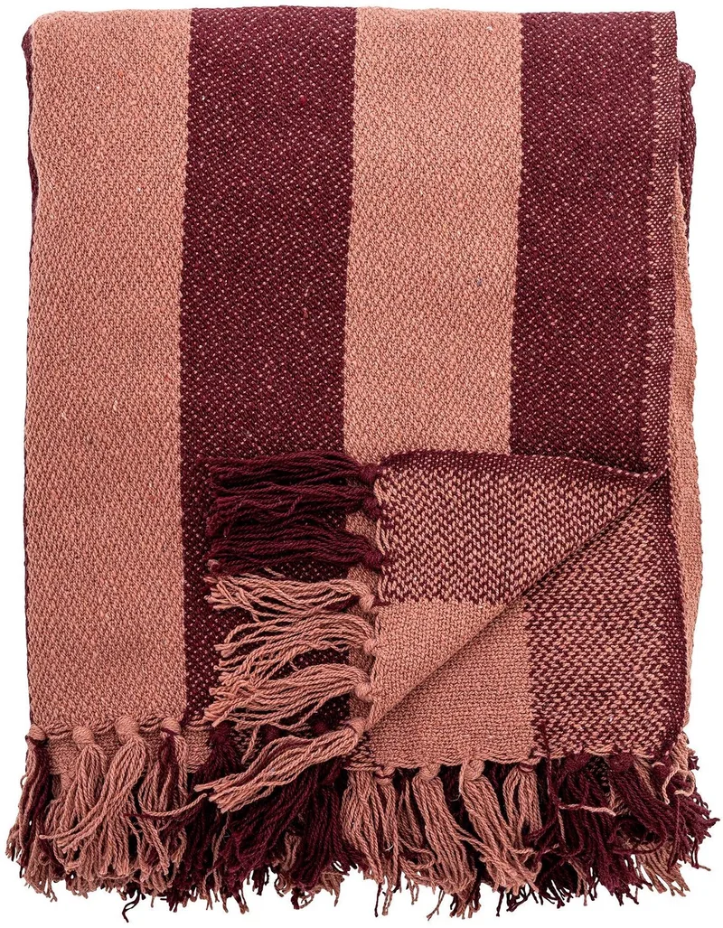 Plaid - bordeaux rood - gerecycled katoen - Frello 130x160cm de Bloomingville en [gid://shopify/Metaobject/307232833871] – photo du produit