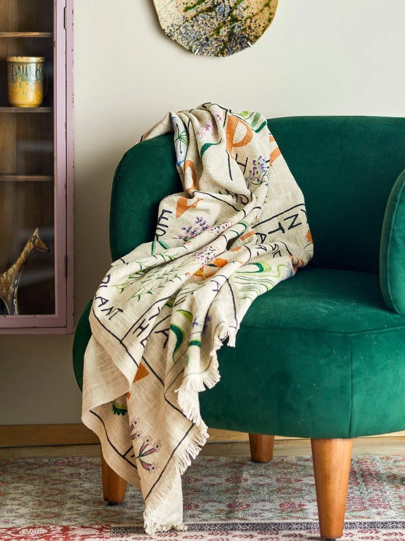 Plaid Chigo groen 150x130cm by Bloomingville in [gid://shopify/Metaobject/303100625231] – product photo