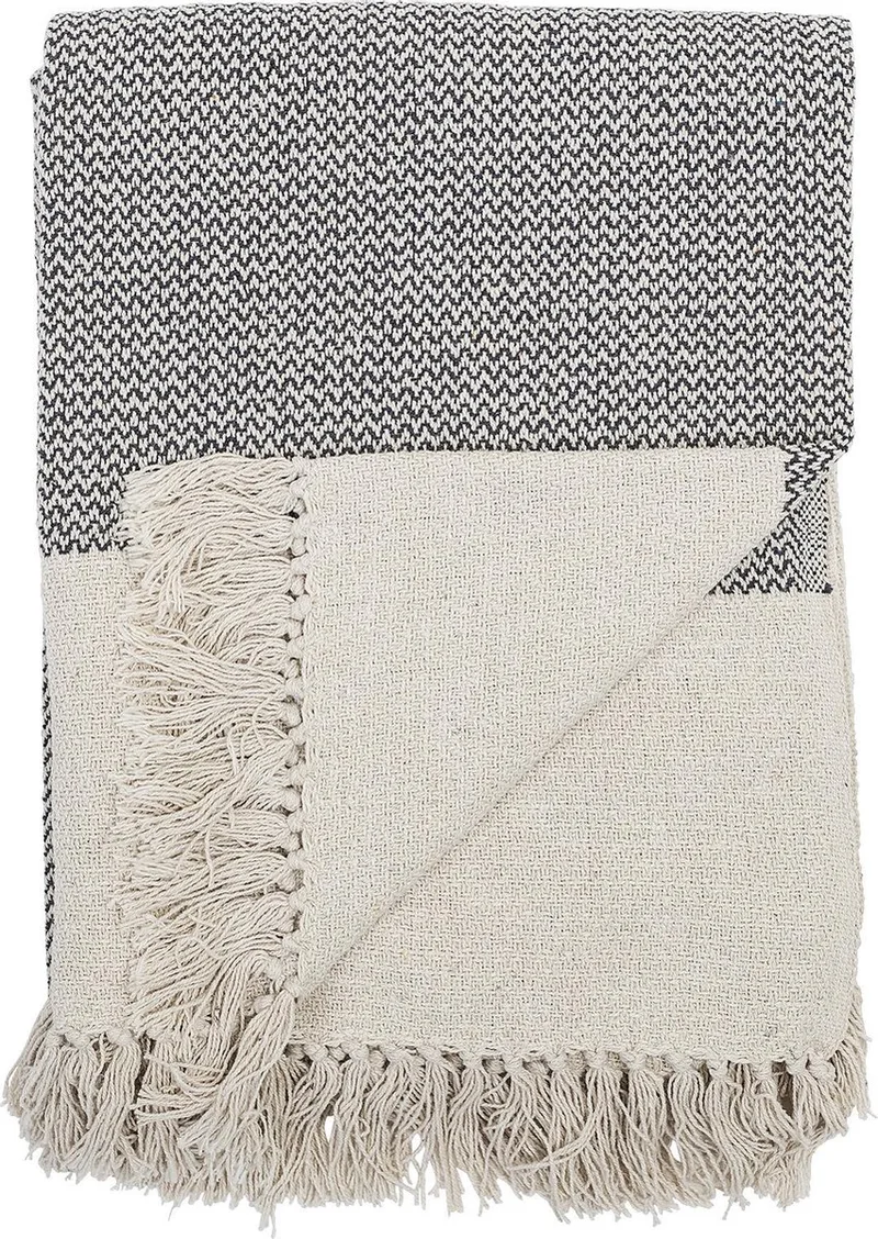 Plaid gerecycled katoen grijs Sefanit 130x160cm by Bloomingville in [gid://shopify/Metaobject/301319979343] – product photo
