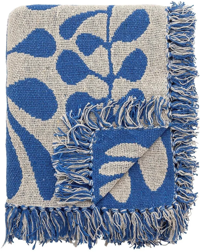 Plaid Nevine 160x130cm - gerecycled katoen by Bloomingville in Blauw – product photo