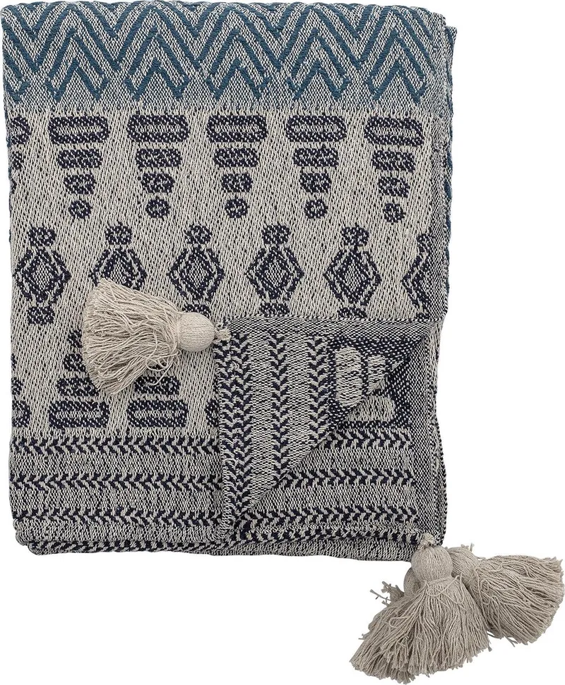 Plaid zigzag by Bloomingville in Blauw – product photo