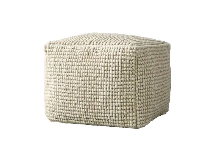 Pouf en laine beige, fixe, carré de Bloomingville – photo du produit