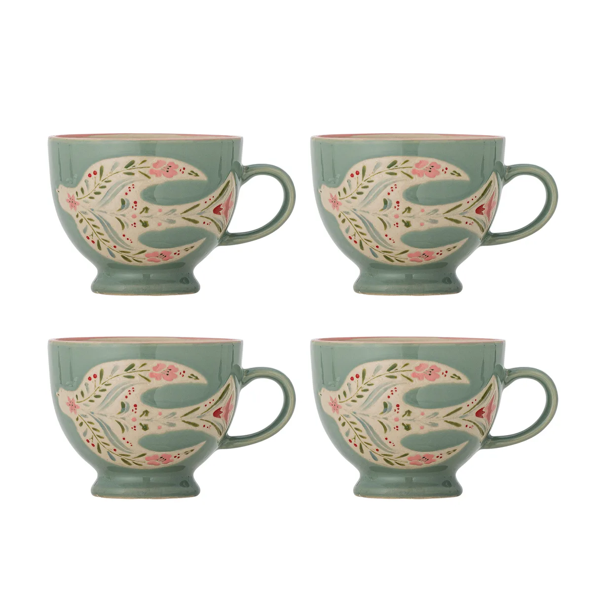 Rosalynde Krus, Grøn, Stentøj, D11xH9 cm, Set of 4 van Bloomingville – productfoto