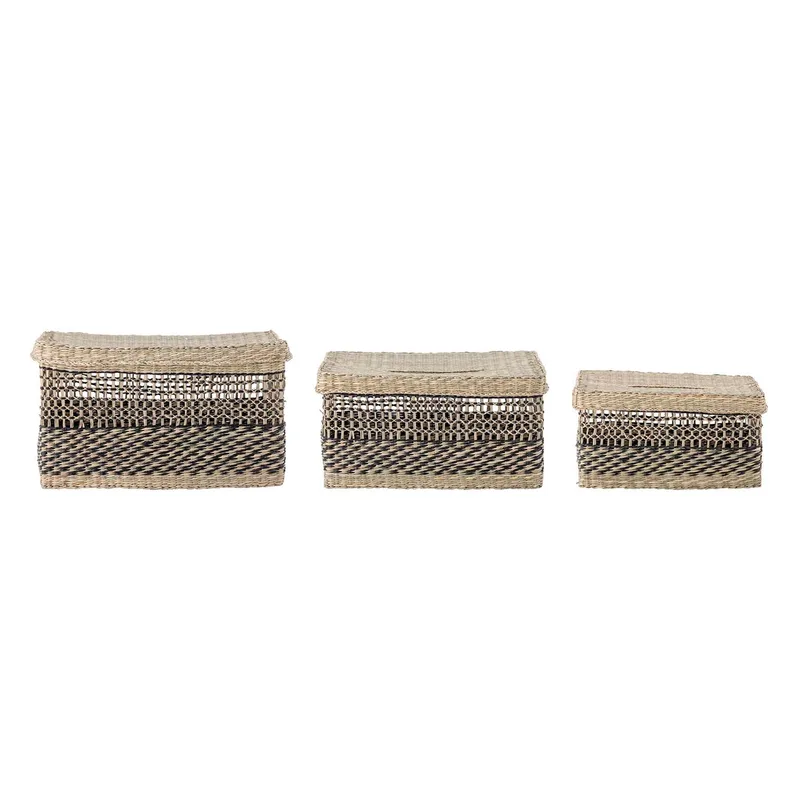 Sabel Korb, mit Deckel - schwarzes Seegras (3er-Set) für Home Decor by Bloomingville – product photo