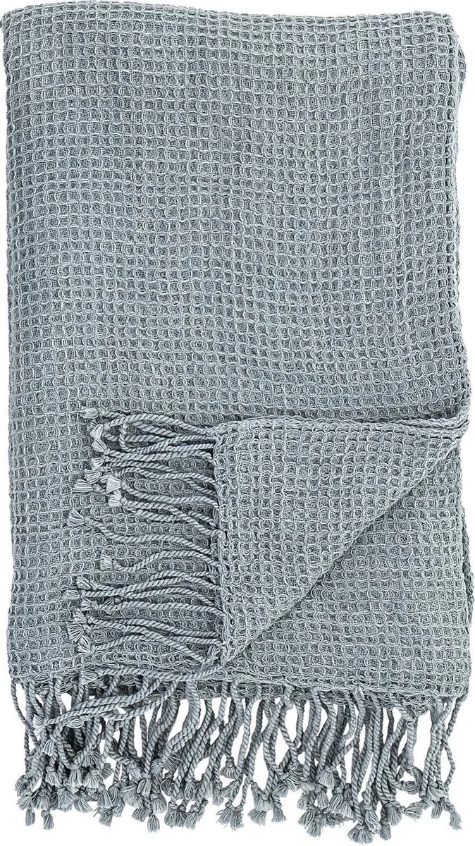 Safaya Plaid Katoen - 170x130 cm by Bloomingville in Blauw – product photo