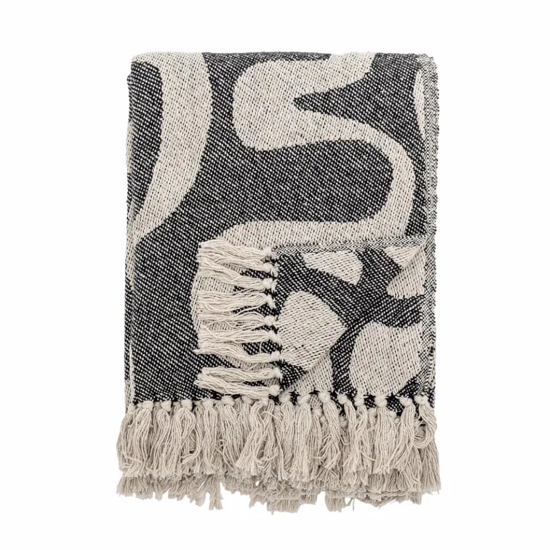 Salobre Plaid - Gerecycled Katoen by Bloomingville in Black – product photo