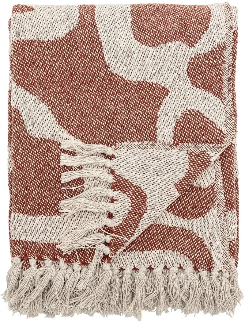 Salobre Plaid - Rood/bruin - 130x160cm - gerecycled katoen by Bloomingville in Bruin – product photo