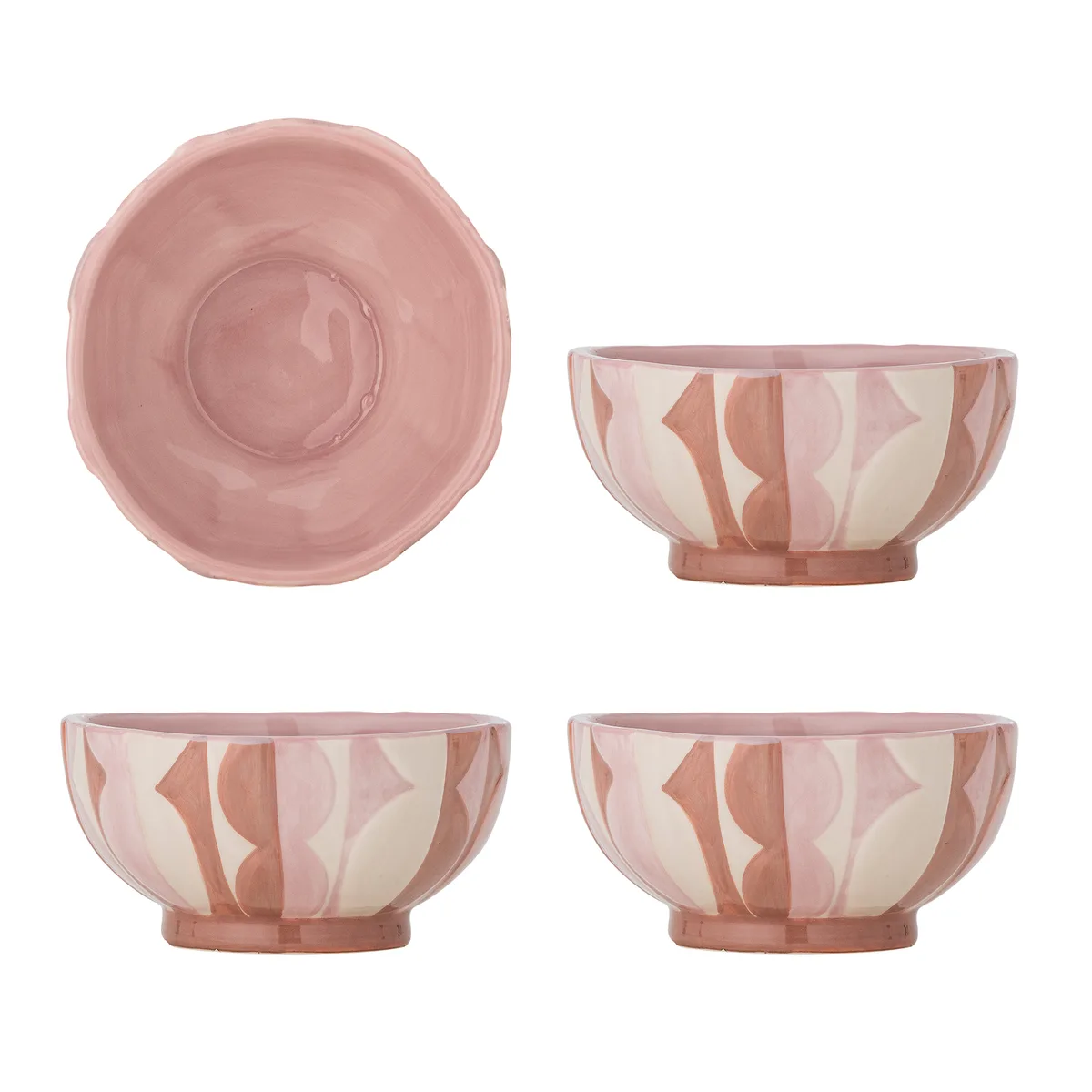 Saul Skål, Rosa, Stentøj, D12,5xH6 cm, Set of 4 van Bloomingville – productfoto