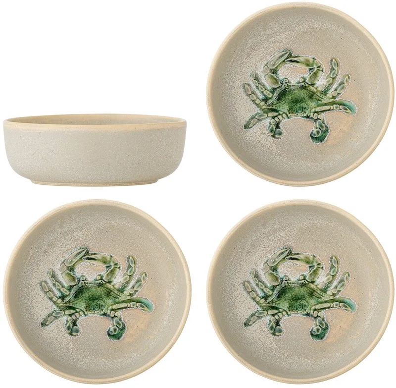 Schalen groen aardewerk Hadden - set van 4 by Bloomingville in [gid://shopify/Metaobject/303100625231] – product photo