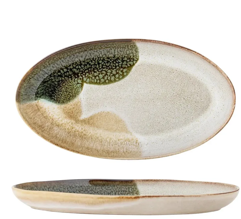Serveerschaal aardewerk groen Jules 33cm de Bloomingville en [gid://shopify/Metaobject/303100625231] – photo du produit
