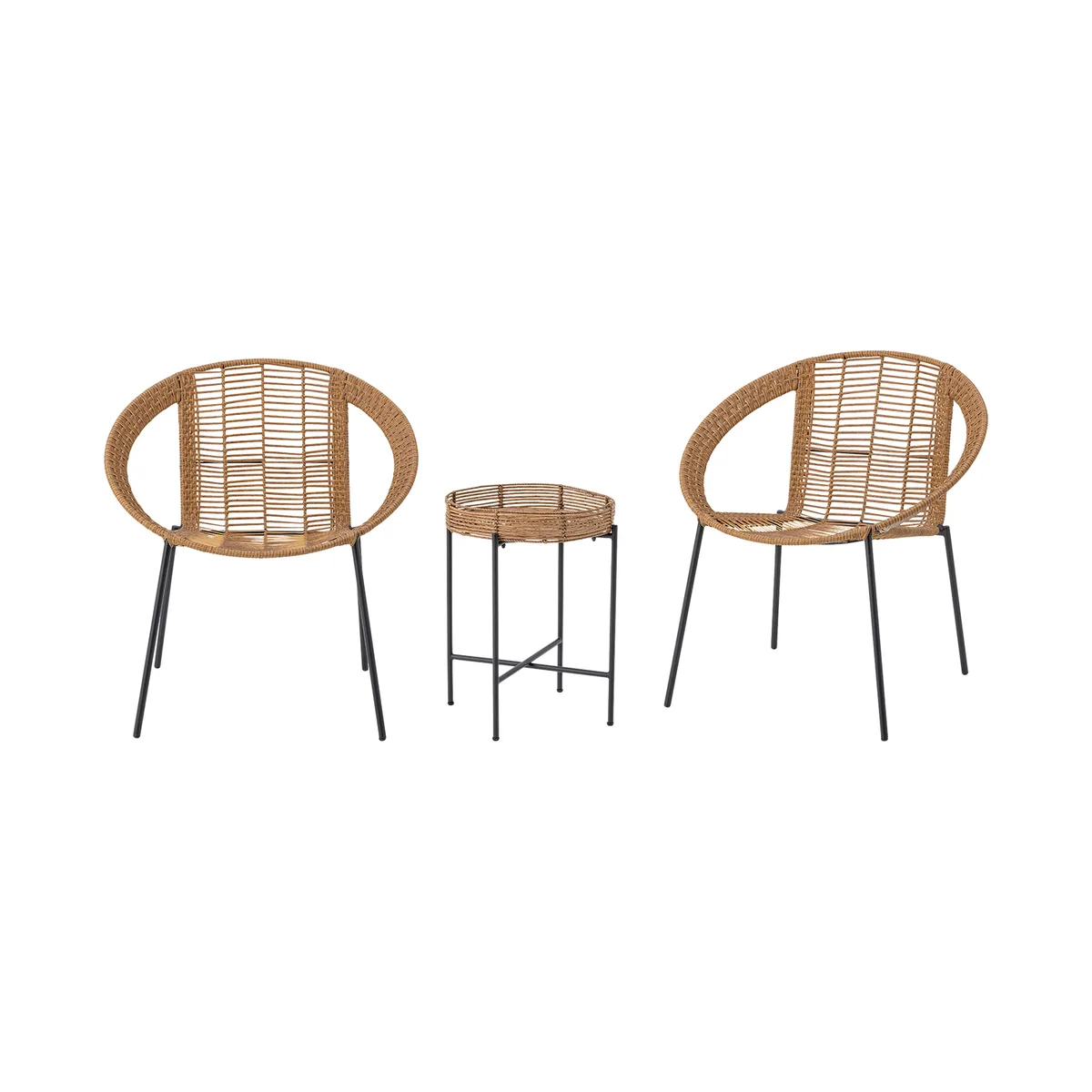 Set aus 2 Sesseln + Beistelltisch DUDINE - Beige - Pulverbeschichtetes Eisen de Bloomingville – photo du produit