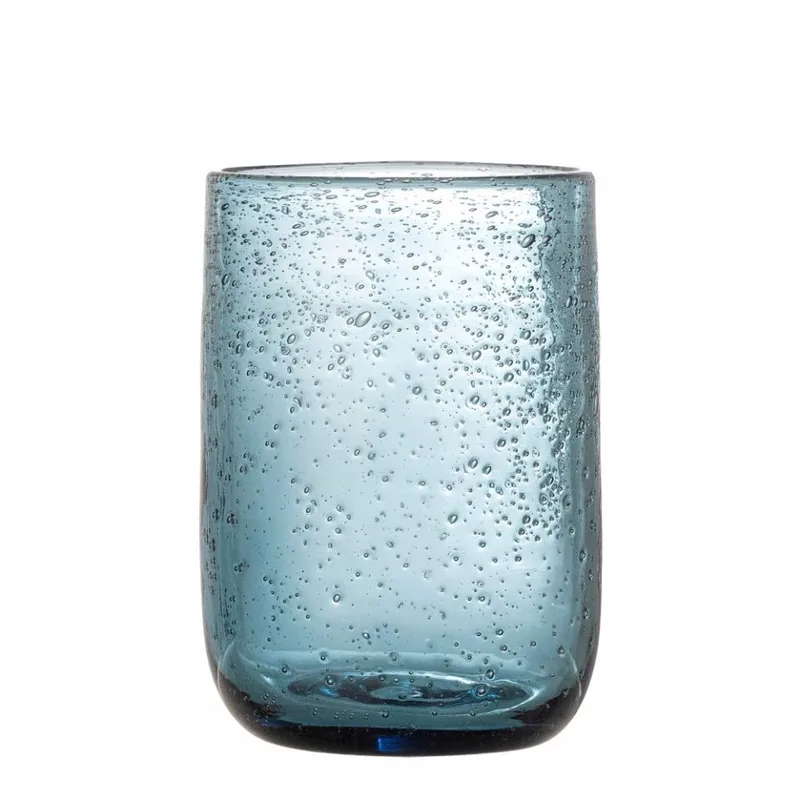 Set van 4 blauwe glazen, 330 ml, handgeblazen met unieke textuur van Bloomingville in Blauw – productfoto