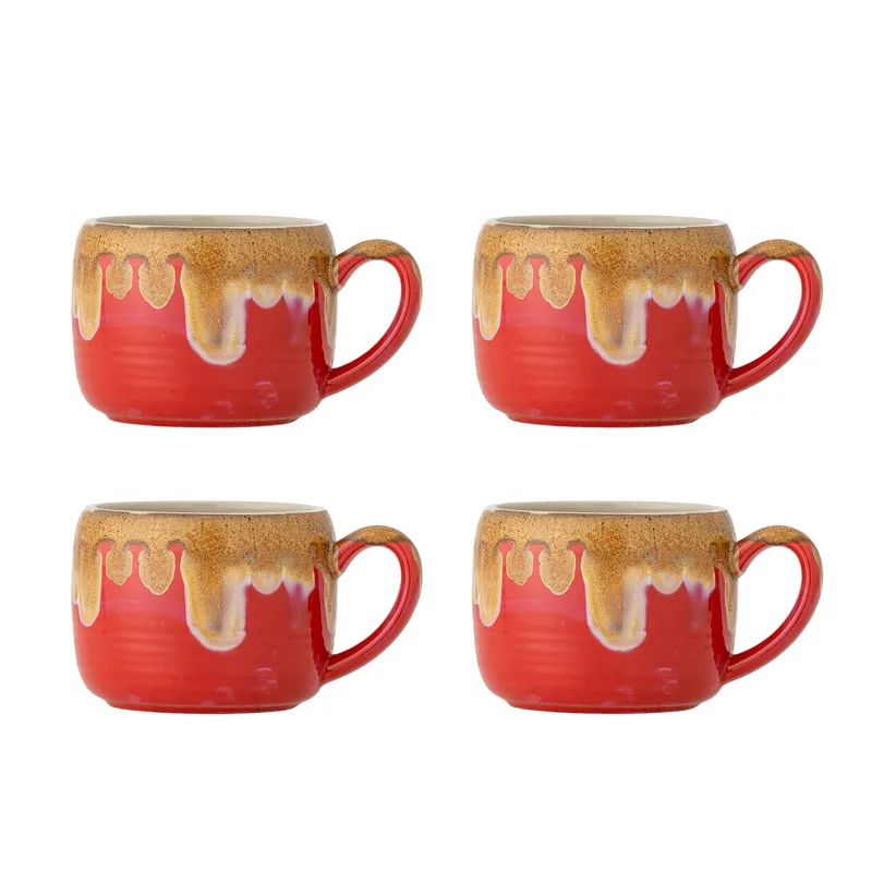 Sheen Becher, Rot, Steingut 4er-Set, D10,5xH8 cm fra Bloomingville – produktbillede