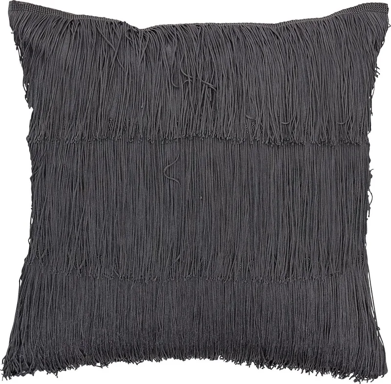 Sierkussen met Franjes - Katoen - Incl. Vulling - L40xB40 cm van Bloomingville in Grijs – productfoto