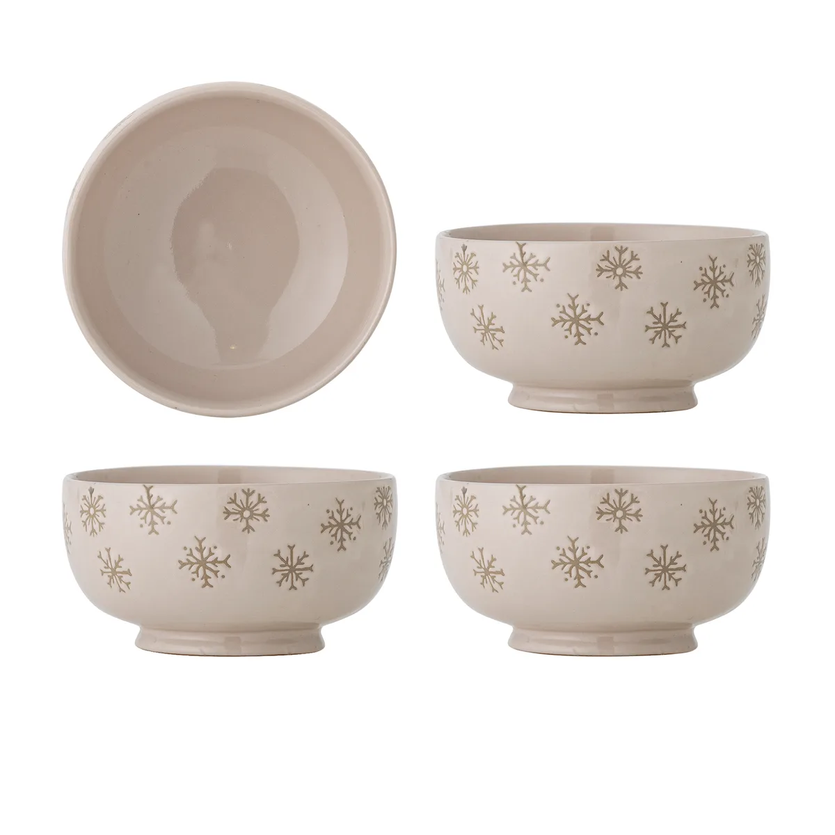 Snowie Skål, Natur, Stentøj, D13xH7 cm, Set of 4 de Bloomingville – photo du produit