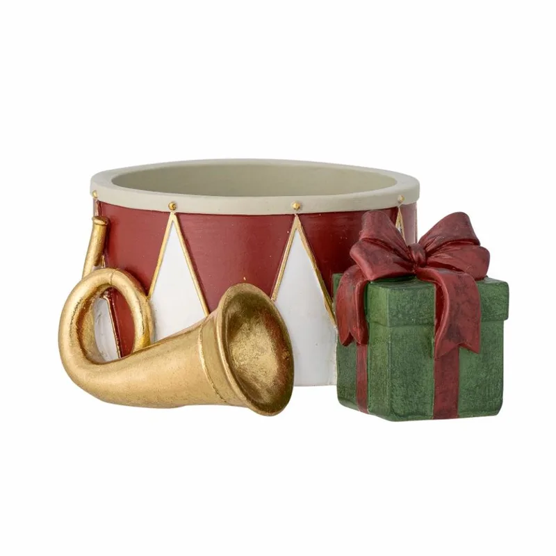 Świecznik na świeczkę typu tealight ze świątecznym motywem z żywicy polimerowej Bitja – Bloomingville by Bloomingville in Goud;Groen;Rood;Wit – product photo