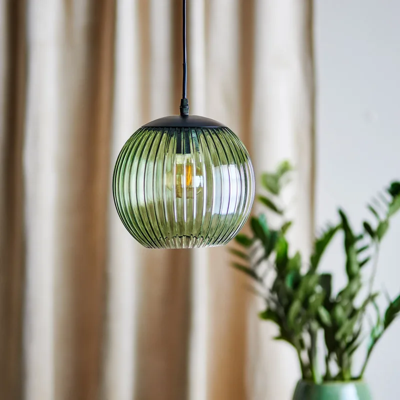 Sybia hanglamp, groen, glas, Ø 23 cm - Bloomingville - Eetkamer - Scandinavisch - Bol by Bloomingville – product photo