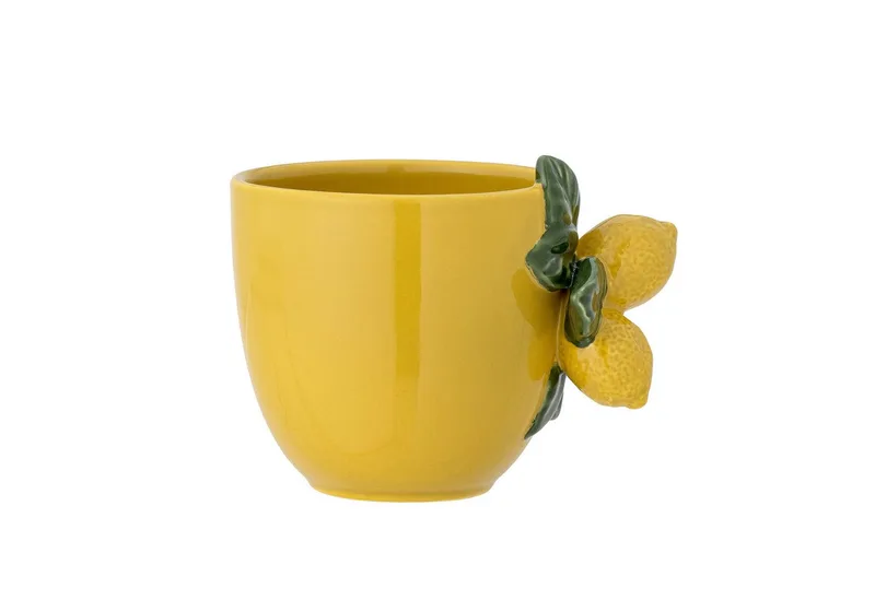 Tasse Limone, Steingut, mit handverzierten Zitronendetails by Bloomingville in Yellow – product photo 1 of 4