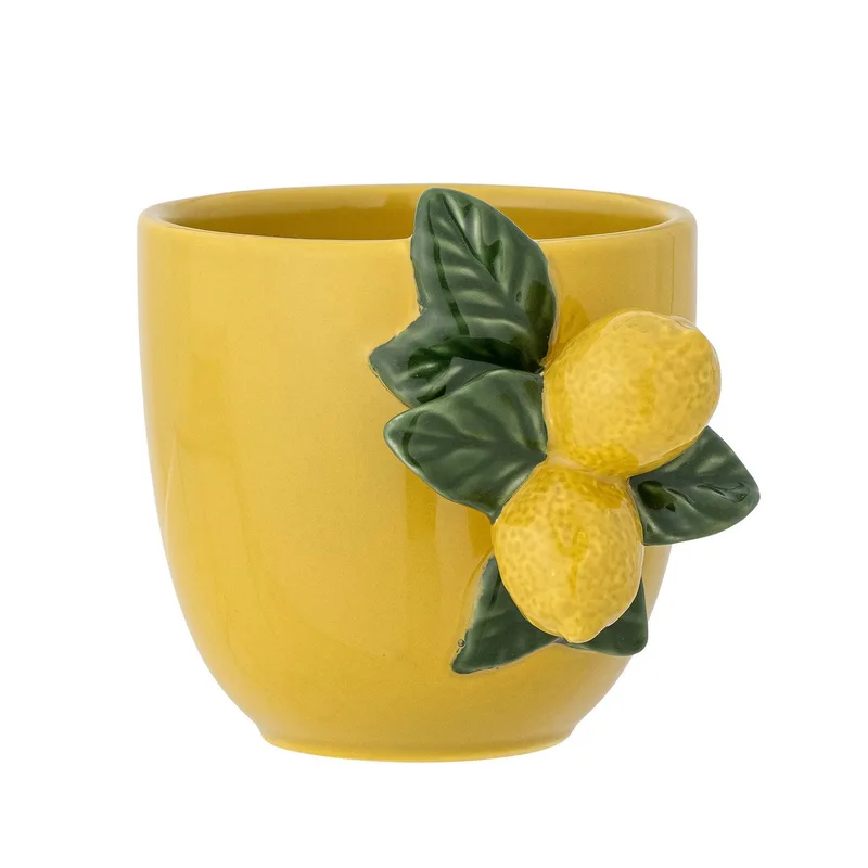 Tasse Limone, Steingut, mit handverzierten Zitronendetails by Bloomingville in Yellow – product photo 2 of 4