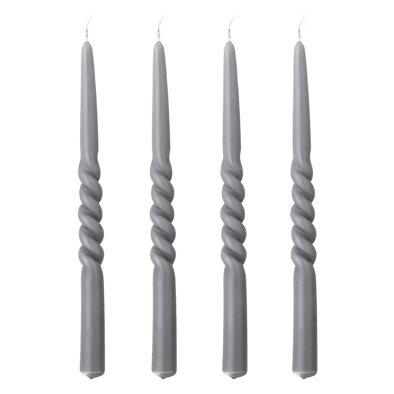 Twist-Kerze 4er-Set, Grau, Paraffin, D2,2xH30 cm von Bloomingville von Bloomingville – Produktfoto