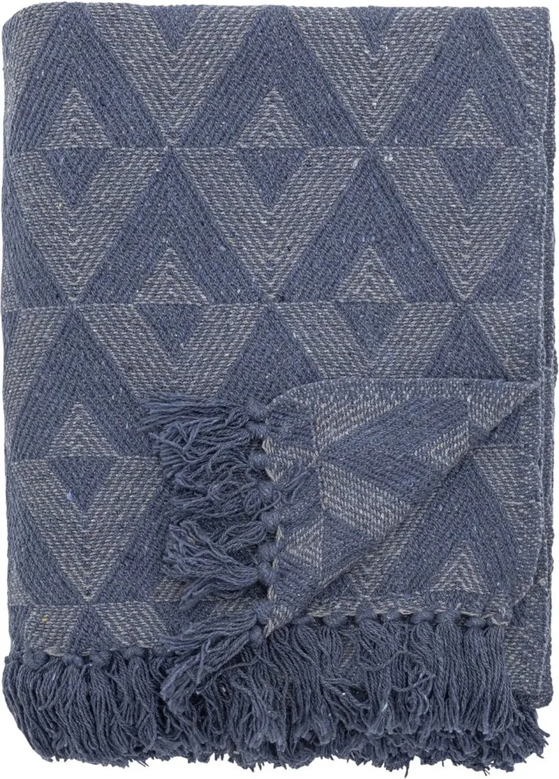 Udine Plaid - gerecycled katoen - 160x130cm by Bloomingville in Blauw – product photo
