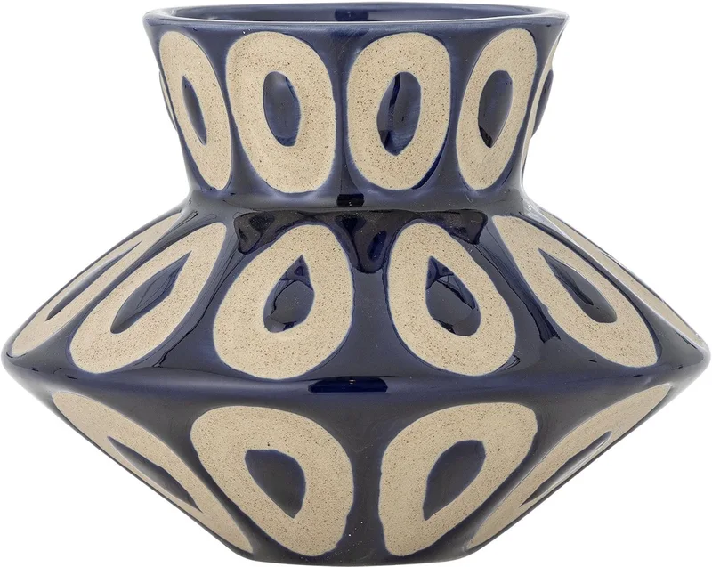Vaas aardewerk blauw Bashir 12 cm by Bloomingville in [gid://shopify/Metaobject/303390916943] – product photo