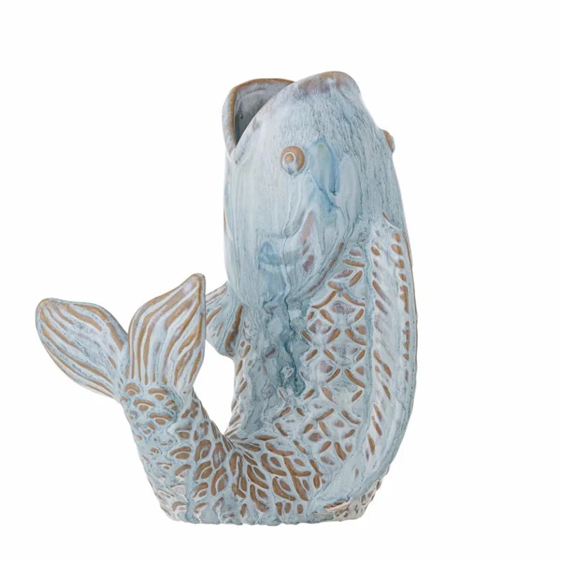 Vaas aardewerk blauw Hiro 21cm by Bloomingville in [gid://shopify/Metaobject/303390916943] – product photo