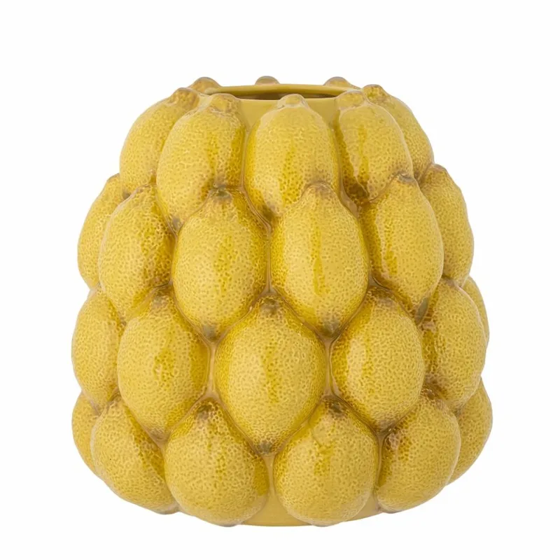 Vaas aardewerk geel Limone 22cm by Bloomingville in [gid://shopify/Metaobject/307235455311] – product photo